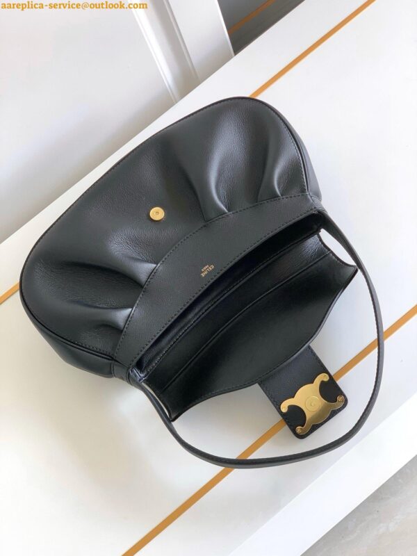 Replica Celine Medium Polly Shoulder Bag in Black Calfskin 11