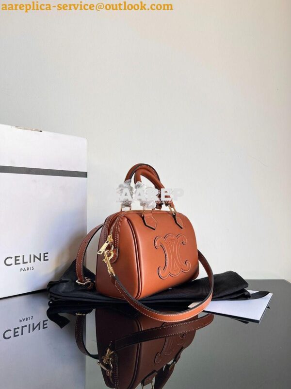 Replica Celine Small Boston In Smooth Calfskin 113773 Tan 5