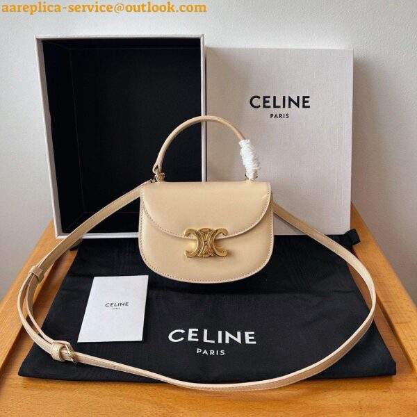 Replica Celine Mini Besace Clea Bag in Nude Calfskin 8