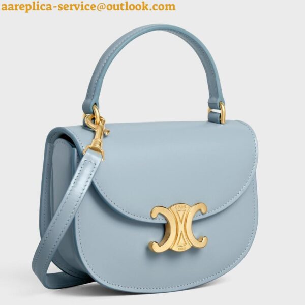 Replica Celine Mini Besace Clea Bag in Pale Blue Calfskin 3