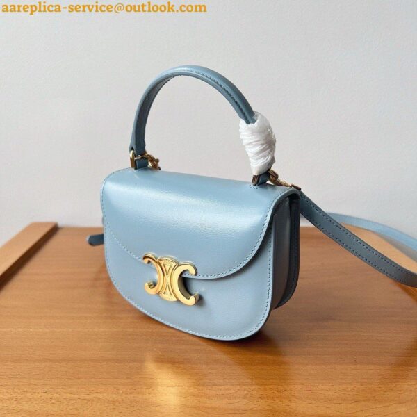 Replica Celine Mini Besace Clea Bag in Pale Blue Calfskin 7