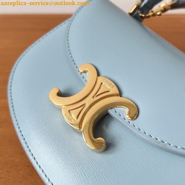 Replica Celine Mini Besace Clea Bag in Pale Blue Calfskin 8