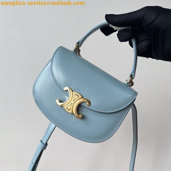 Replica Celine Mini Besace Clea Bag in Pale Blue Calfskin 10