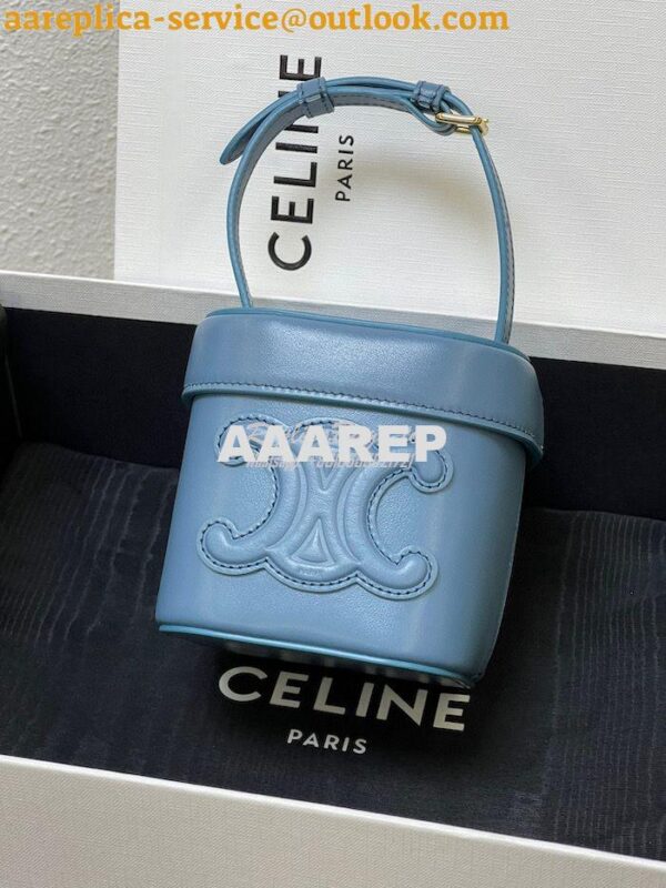 Replica Celine Small Box Cuir Triomphe In Smooth Calfskin 199263 Denim 3