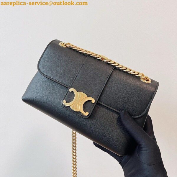 Replica Celine Teen Victoire Bag in Black Calfskin 10