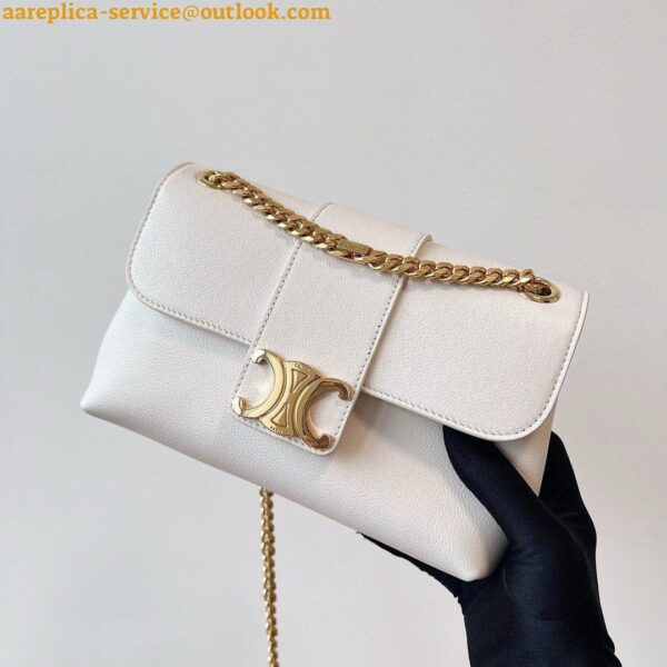 Replica Celine Teen Victoire Bag in White Calfskin 7