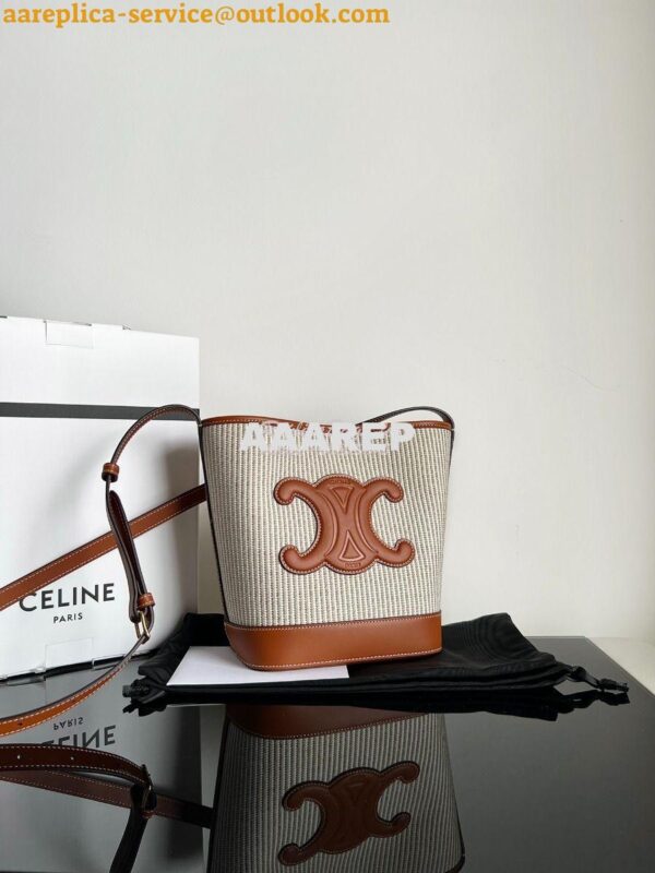 Replica Celine Small Bucket Cuir Triomphe In Striped Textile And Calfs 4