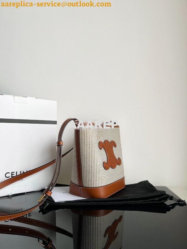 Replica Celine Small Bucket Cuir Triomphe In Striped Textile And Calfs 5