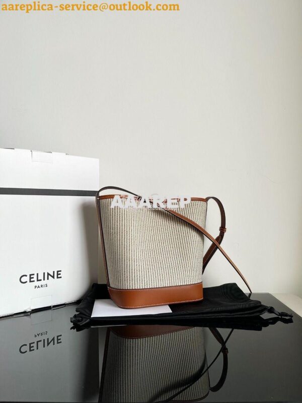 Replica Celine Small Bucket Cuir Triomphe In Striped Textile And Calfs 10