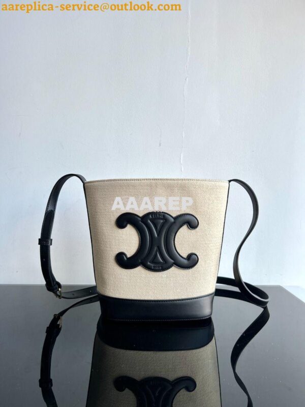 Replica Celine Small Bucket Cuir Triomphe In Textile And Calfskin 1982 4