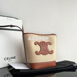 Replica Celine Small Bucket Cuir Triomphe In Textile And Calfskin 1982 2