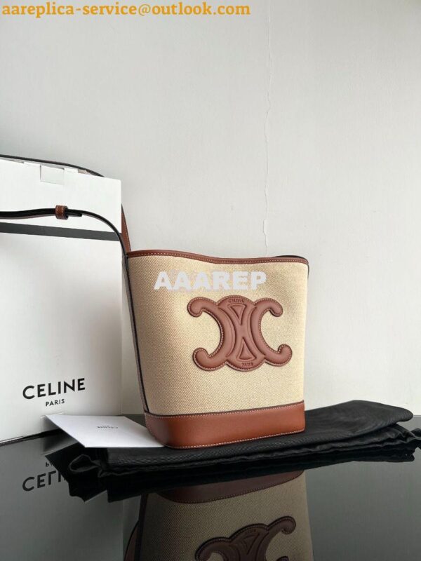 Replica Celine Small Bucket Cuir Triomphe In Textile And Calfskin 1982 4