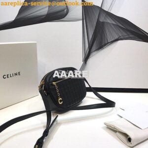 Replica Celine Small C Charm Bag In Quilted Calfskin 188363 Black 2