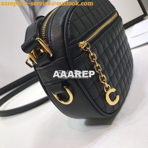 Replica Celine Small C Charm Bag In Quilted Calfskin 188363 Black 5