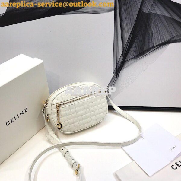 Replica Celine Small C Charm Bag In Quilted Calfskin 188363 White 3