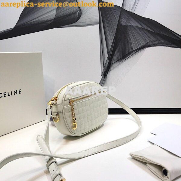 Replica Celine Small C Charm Bag In Quilted Calfskin 188363 White 4