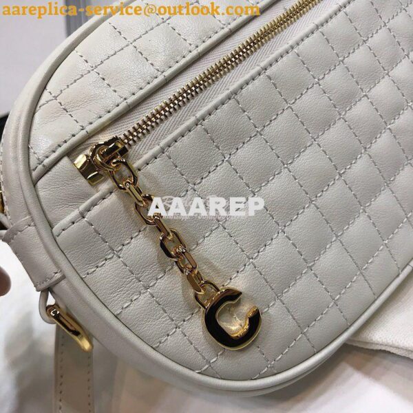 Replica Celine Small C Charm Bag In Quilted Calfskin 188363 White 5