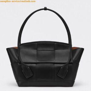 Replica Bottega Veneta Arco Medium Bag In Black Intrecciato Calfskin