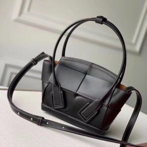 Replica Bottega Veneta Arco Mini Bag In Black Intrecciato Calfskin