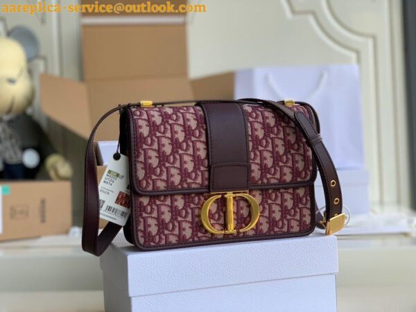 Replica Dior 30 Montaigne Medium Bag In Bordeaux Dior Oblique Jacquard 8