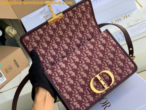 Replica Dior 30 Montaigne Medium Bag In Bordeaux Dior Oblique Jacquard 11