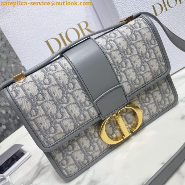 Replica Dior 30 Montaigne Medium Bag In Grey Dior Oblique Jacquard 7