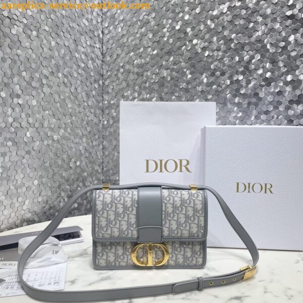 Replica Dior 30 Montaigne Medium Bag In Grey Dior Oblique Jacquard 9