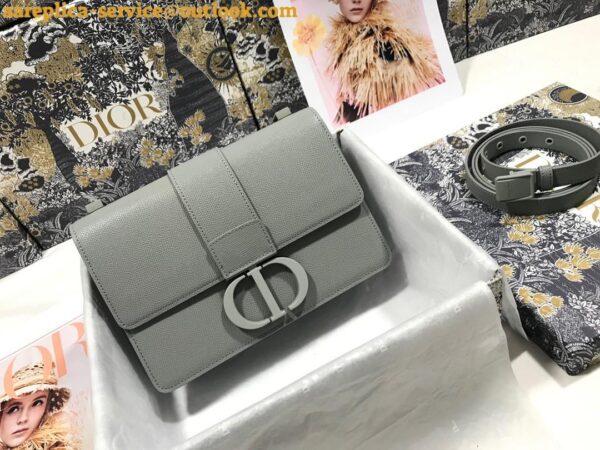 Replica Dior 30 Montaigne Medium Bag In Grey Ultramatte Grained Calfskin