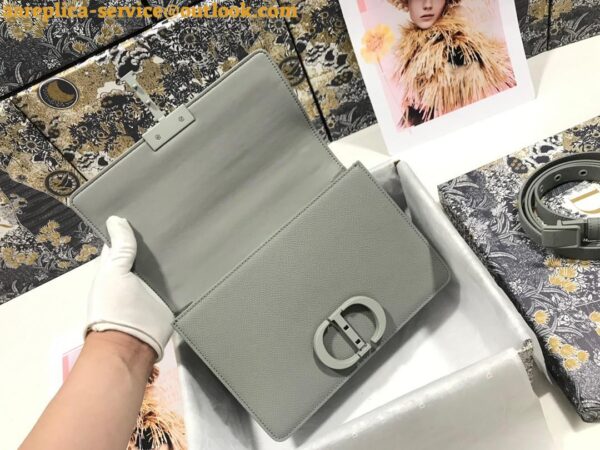 Replica Dior 30 Montaigne Medium Bag In Grey Ultramatte Grained Calfskin 14