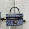 Replica Dior 30 Montaigne Mini Vanity Case in Blue Oblique Jacquard