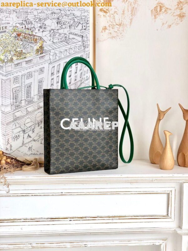 Replica Celine Small Cabas Vertical In Triomphe Canvas 191542 Green 3