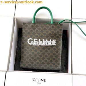 Replica Celine Small Cabas Vertical In Triomphe Canvas 191542 Green 2