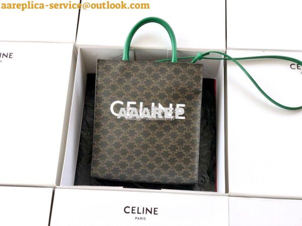 Replica Celine Small Cabas Vertical In Triomphe Canvas 191542 Green 4