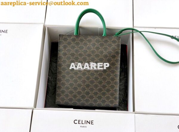 Replica Celine Small Cabas Vertical In Triomphe Canvas 191542 Green 8