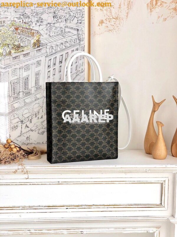 Replica Celine Small Cabas Vertical In Triomphe Canvas 191542 White 3