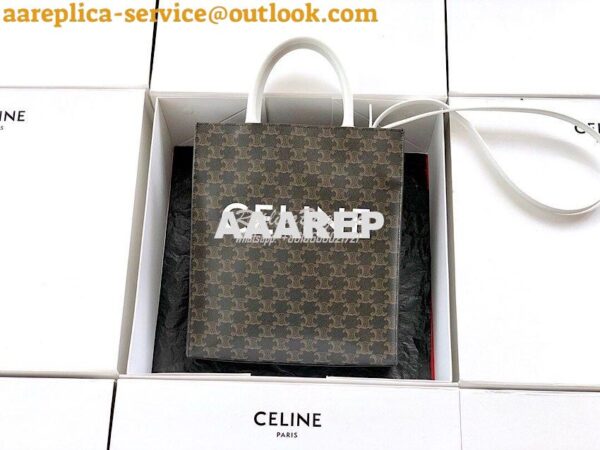 Replica Celine Small Cabas Vertical In Triomphe Canvas 191542 White 5