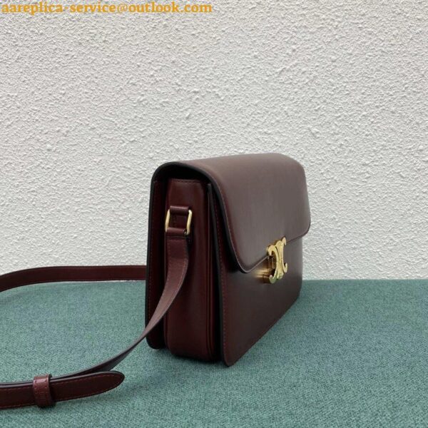 Replica Celine Triomphe Large Bag In Bordeaux Calfskin 14