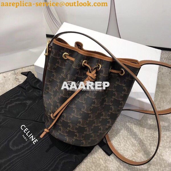 Replica Celine Small Drawstring Bag In Triomphe Canvas 191142 4