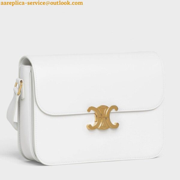 Replica Celine Triomphe Large Bag In White Calfskin 2