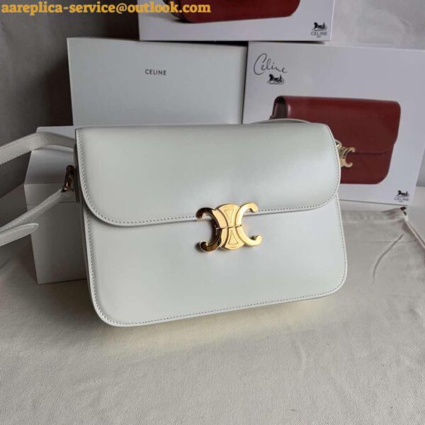 Replica Celine Triomphe Large Bag In White Calfskin 4