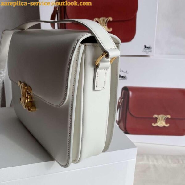 Replica Celine Triomphe Large Bag In White Calfskin 8