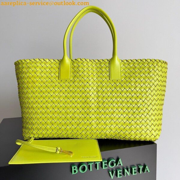 Replica Bottega Veneta Cabat Large Bag In Acid Kiwi Intrecciato Lambskin 4