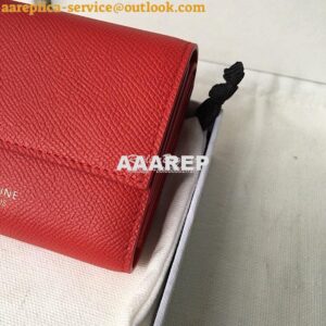 Replica Celine Small Trifold Wallet In Grained Calfskin 10B573 Red 2