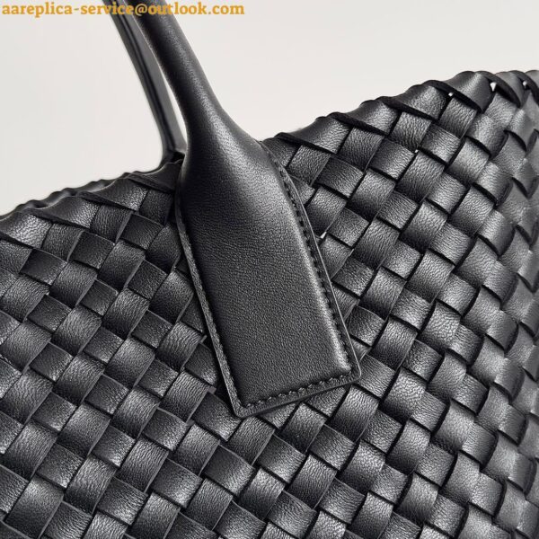 Replica Bottega Veneta Cabat Medium Bag In Black Intrecciato Lambskin 5