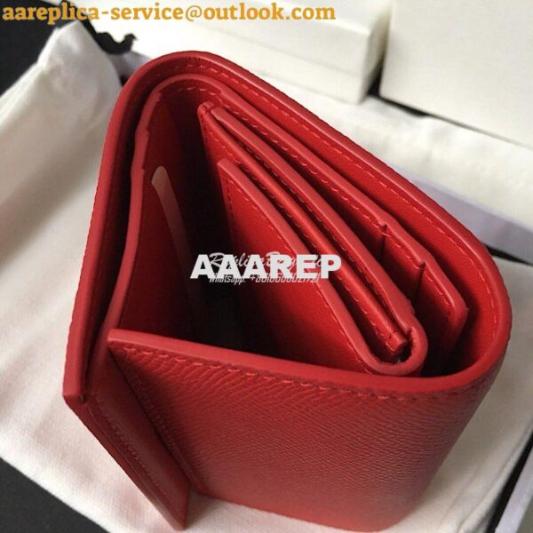 Replica Celine Small Trifold Wallet In Grained Calfskin 10B573 Red 6