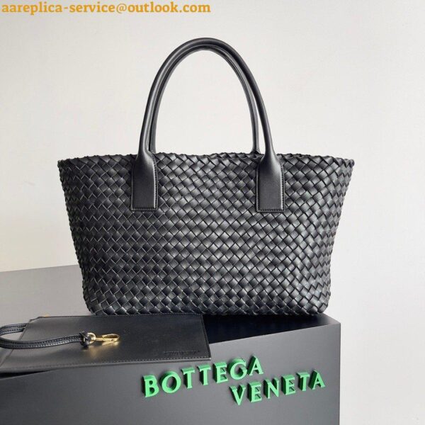 Replica Bottega Veneta Cabat Medium Bag In Black Intrecciato Lambskin 7