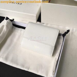 Replica Celine Small Trifold Wallet In Grained Calfskin 10B573 White