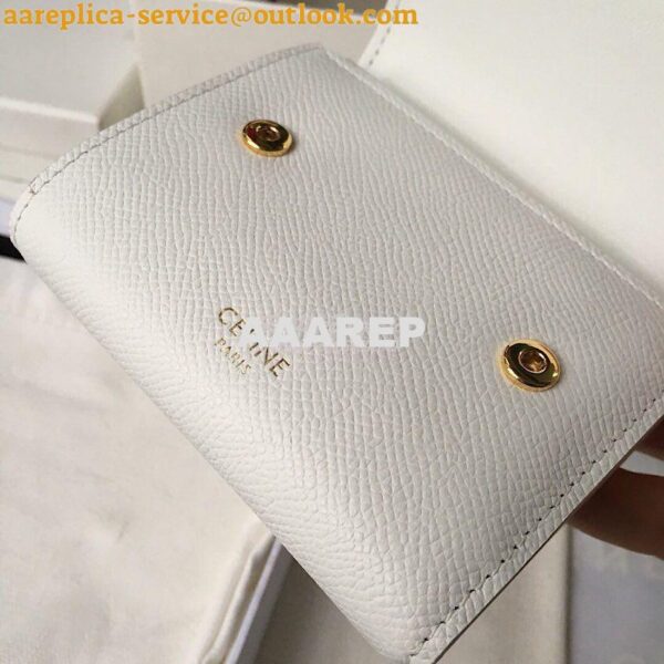 Replica Celine Small Trifold Wallet In Grained Calfskin 10B573 White 5