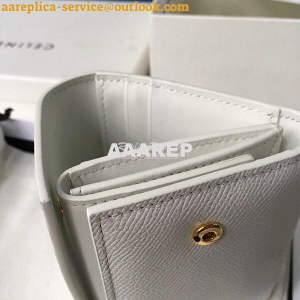 Replica Celine Small Trifold Wallet In Grained Calfskin 10B573 White 7