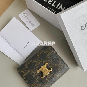 Replica CELINE SMALL WALLET TRIOMPHE IN TRIOMPHE CANVAS TAN